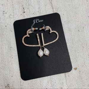 J.CREW heart pavé drop earrings with pearl
